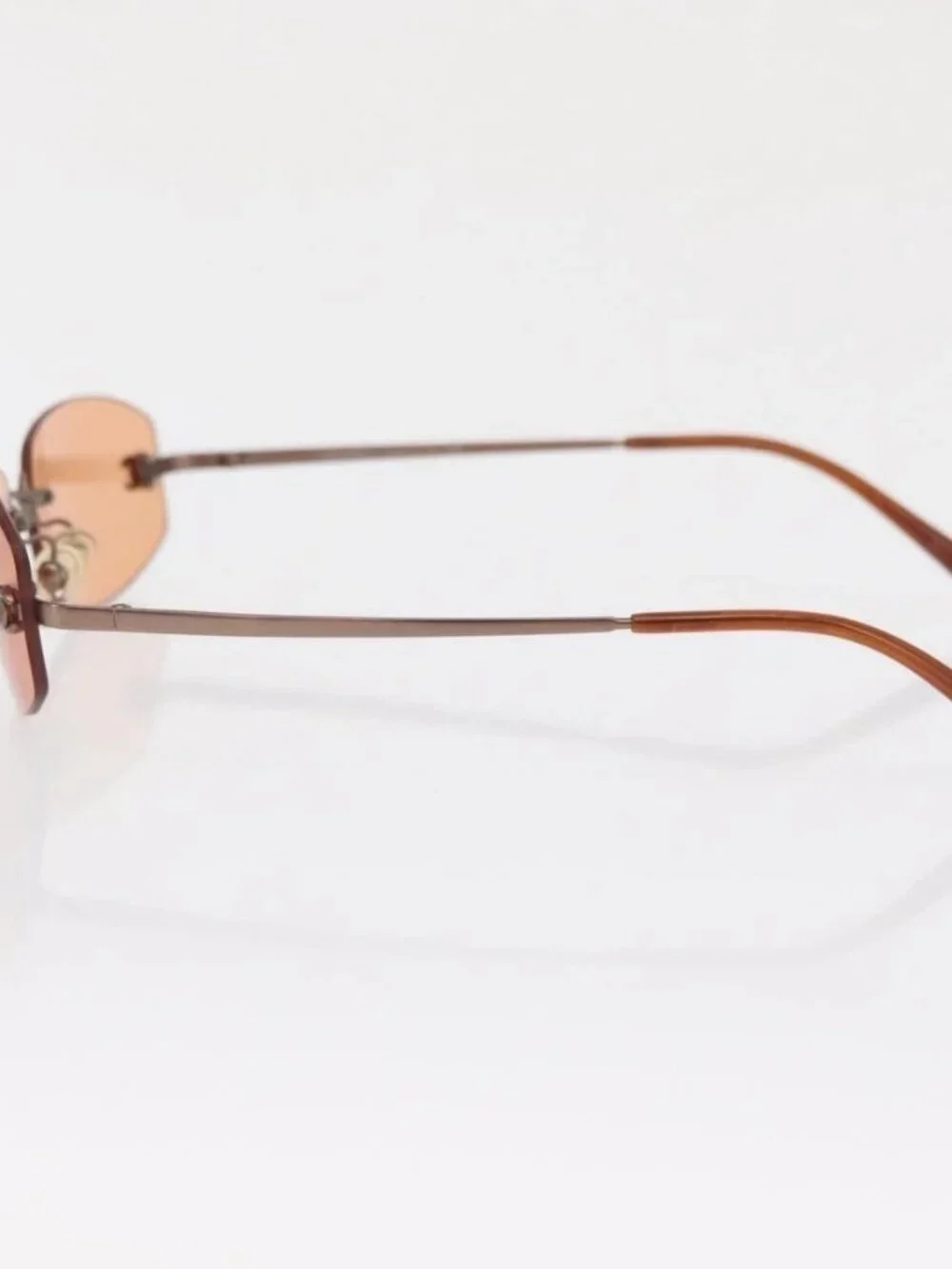 CHANEL Sunglasses metal Orange CC Auth ka2083